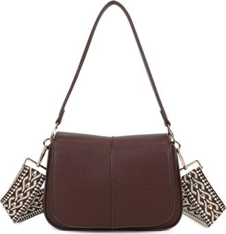 Generic Ladies Faux Leather Crossbody Bag, Navy Blue with Decorative Strap, Gold-Tone Hardware, Shoulder Handbag (Coffee)