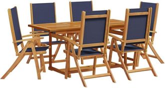 vidaXL vidaXL 7 Piece Garden Dining Set Solid Wood Acacia and Textilene