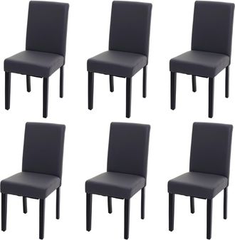 Hhg Hhg - Nunca Usado] Juego De 6 Sillas De Comedor Silla De Cocina Littau, Polipiel, Gris Mate, Patas Oscuras