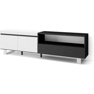Skraut Home Skraut Home - Mueble Tv, Televisi&oacute;n, Muebles De Sal&oacute;n, Almacenaje, 200x57x35cm, Para Tv Hasta 80, Dise&ntilde;o Industrial, Estilo Moderno, Blanco Y Negro