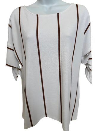Frank Lyman Design Vertical Stripes Top In White