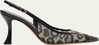 Alexandre Birman Olivia Leopard Mesh Slingback Pumps