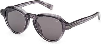 Ermenegildo Zegna Grijze Zonnebril Met Gedurfd Rond Design - unisex - Zonnebrillen - Grijs - ONE Size - Accessoires