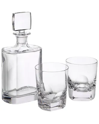 Rogaska 3Pc Manhattan Whiskey Decanter & Double Old Fashioned Set
