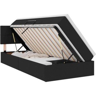 vidaXL Storage Bed with Mattress Black 90 x 190 cm Engineered Wood vidaXL