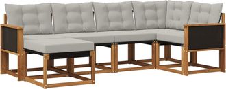 vidaXL Conjunto De Sof&aacute;s De Exterior 6 Uds. Natural Y Gris Claro Vidaxl