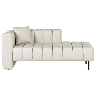 Beliani Chaise Longue De Tela Estilo Moderno Con Patas Negras Y Cojines Color Blanco Crema Izquierdo Lannils