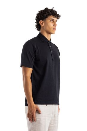 Handvaerk Pima Cotton Short-Sleeved Polo Shirt - Black