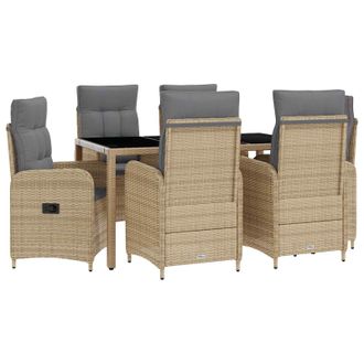 vidaXL Juego De Comedor Para Exteriores 7 Pcs Beige Y Gris Claro Vidaxl