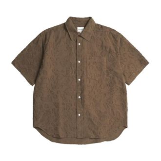 Norse Projects Batik Fil Coupe Shirt in Chesnut - Heren - Korte mouwen Overhemden - Bruin - XL - Katoen - Overhemden