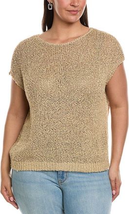 Lafayette 148 New York Plus Open Stitch Bateau Neck Silk-Blend Sweater