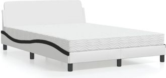 vidaXL Cama Con Colch&oacute;n Dover Cuero Sint&eacute;tico Blanco Y Negro 140x200 Cm Vidaxl