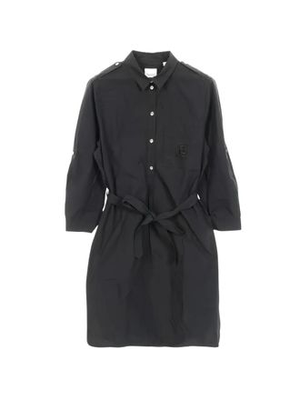 Burberry 2000s Kelsy belt cotton shirt dress - women - Cotton - 14 - Black