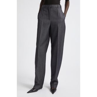 Balenciaga Denim Look Wool Twill Fittined Trousers in 4100 Navy at Nordstrom, Size 36