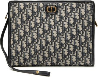 Dior Navy Canvas Leather Clutch Bag (Pre-Owned)