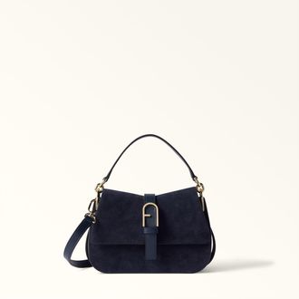 Furla Flow Borsa A Mano Mini Toni Mediterraneo Blu Camoscio + Pelle Di Vitello Claris Lux Donna