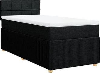 vidaXL Cama Box Spring Con Colch&oacute;n Tela Negro 90x200 Cm Vidaxl
