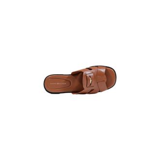 Tommy Hilfiger Leather Crossover Sandals - Brown