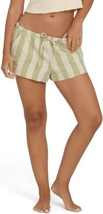 Billabong Low Tide Stripe Cotton Drawstring Shorts in Cactus at Nordstrom, Size X-Small
