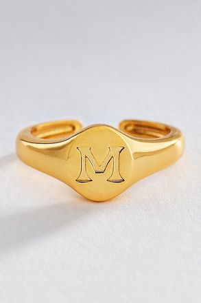 Luv AJ Initial Oval Signet Ring