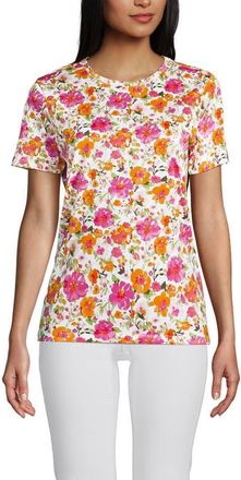Lands End Relaxed Supima Cotton Crew Neck T-Shirt in White Multi Painted Blooms at Nordstrom, Size X-Large P