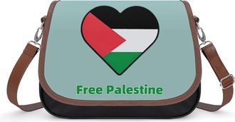 Generic Free Palestine Crossbody Bag Womens Handbag PU Message Bags Shoulder Purse with Adjustable Strap