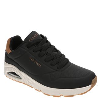 Skechers Mens UNO Suited ON AIR Sneaker, Black Durabuck/Chestnut Suede/Mesh Trim, 10.5 UK