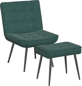 vidaXL Sill&oacute;n De Relax Con Reposapi&eacute;s Terciopelo Verde Oscuro Vidaxl