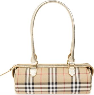 Burberry Check Leren Tas - Dames - Tassen - Beige - Maat: ONE Size Katoen