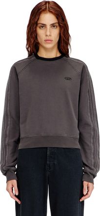 Diesel Sweatshirt with bands and Oval D embroidery - Sweaters - Woman - Grey