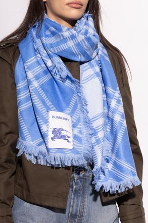 Burberry Wool Scarf, Unisex, Blue