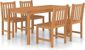 vidaXL Conjunto De Comedor De Jard&iacute;n De 5 Piezas, 160 X 80 Cm, Madera Maciza De Teca Vidaxl