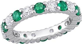 Rina Limor Silver 3.20 Ct. Tw. Lab-Grown Created Emerald, Created White Sapphire Eternity Ring