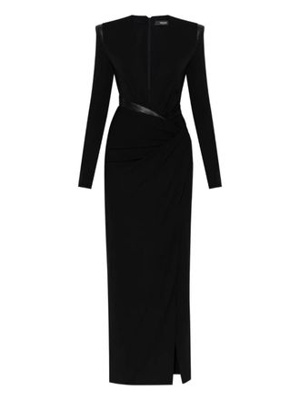 Versace shoulder-pad slit maxi dress - women - Viscose/Elastane - 40 - Black