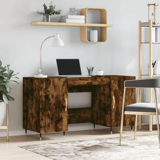 vidaXL Escritorio Madera De Ingenier&iacute;a Roble Ahumado 140x50x75 Cm Vidaxl