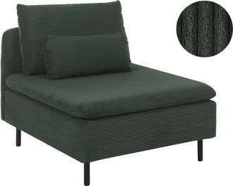 Beliani Modulo Divano Monoposto Moderno In Velluto A Coste Senza Braccioli Verde Egeris