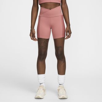 Nike Womens One Wrap High-Waisted 5 Biker Shorts in Pink | FV7830-634