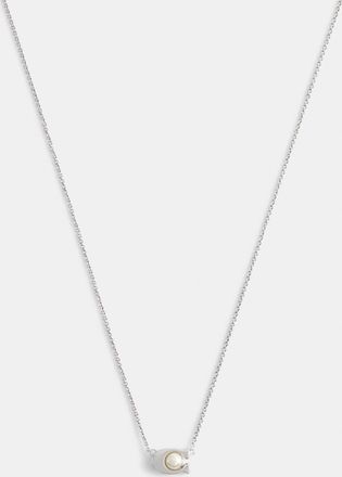 Coach Womens Signature Pearl Pendant Necklace - Silver - One Size