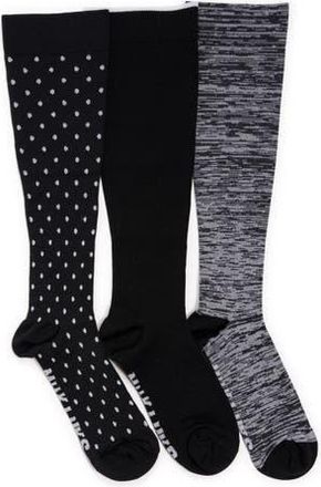 Muk Luks Nylon Compression Knee-High Socks 2 Pair Pack in Black Multi at Nordstrom