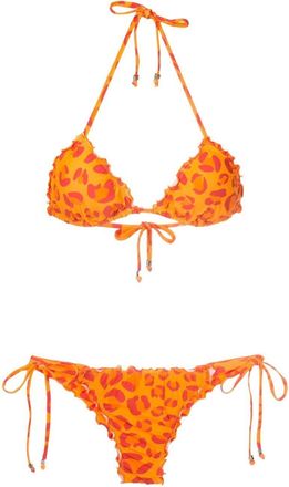 Amir Slama leopard-print triangle bikini - women - Polyamide/Elastane - GG - Orange