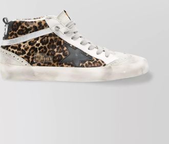 Golden Goose leather leopard-print high-top sneakers