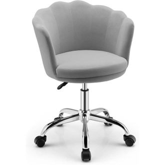Costway Costway - Sedia da Scrivania in Velluto, Poltrona Girevole con Altezza Regolabile, con Schienale a Forma di Petalo e Ruote, per Casa Ufficio, Carico