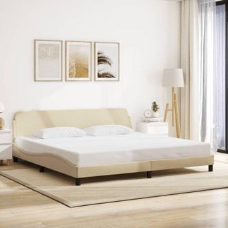 vidaXL Cama Sin Colch&oacute;n Tela Color Crema 200x200 Cm Vidaxl