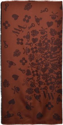 Vivienne Westwood Rectangular Scarf With Intricate Symbolic Patterns
