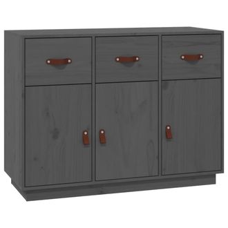 vidaXL Vidaxl - Aparador De Madera Maciza De Pino Gris 100x40x75 Cm
