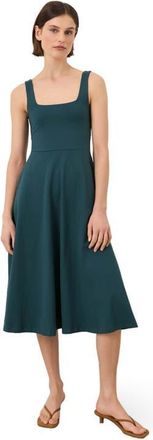 Pact Fit & Flare Square Neck Dress Made With Organic Cotton in Deep Aqua at Nordstrom, Size Xx-Large
