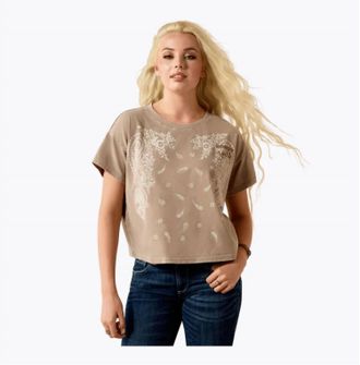 Ariat Paisley Boxy Crop T-Shirt In Taupe Gray
