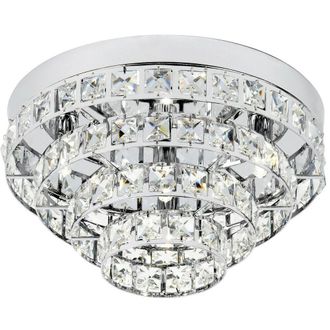 Loops Semi Flush Ceiling Light Chrome & Crystal 4 Bulb Round Feature Lamp Holder Kit