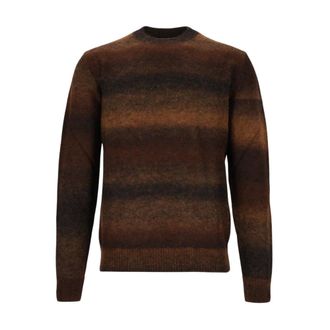Corneliani Truien & Vesten, Heren, Bruin, XL, Sweater met ronde hals met horizontale strepen