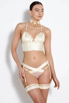 Bordelle Bondage Belle Crop Top Bra In Cream